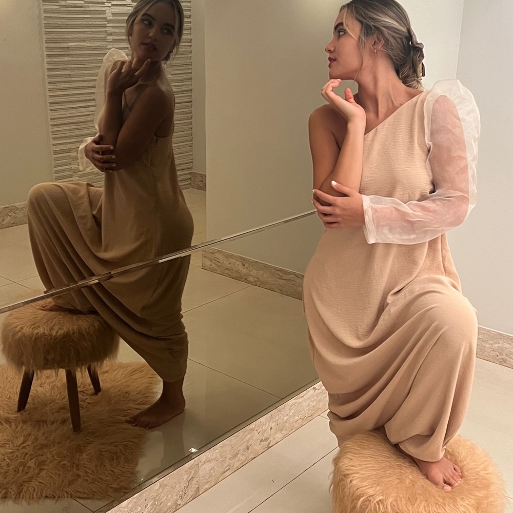 Jumpsuit with scarf one shoulder dress M-XL